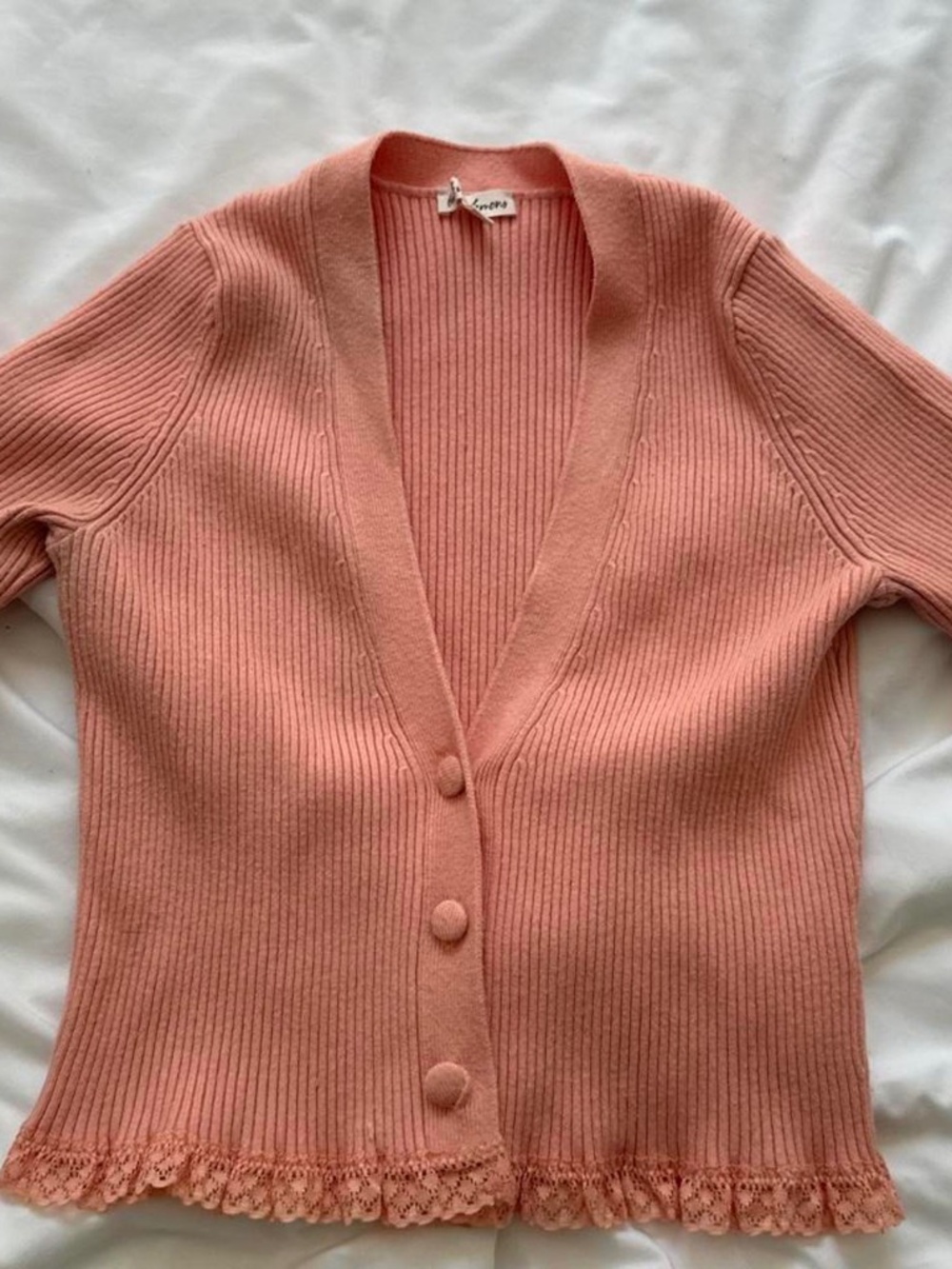 For Love & Lemons Nina Cardigan in Peach Pink